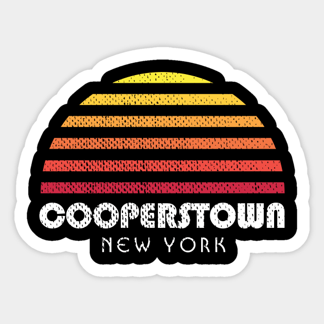 Cooperstown New York Vacation Retro Sunset Sticker by PodDesignShop